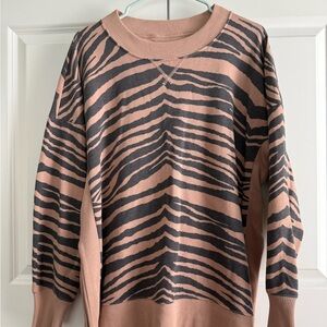 Aerie Zebra Print Sweatshirt in Brown and tan.